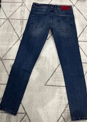 Düğmeli Lacivert Erkek Denim Pantolon - Görsel 3
