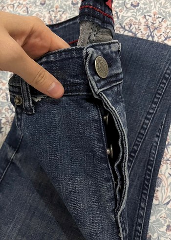 Düğmeli Lacivert Erkek Denim Pantolon - Görsel 7