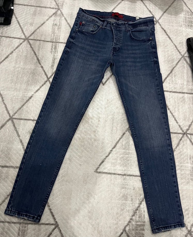 Düğmeli Lacivert Erkek Denim Pantolon - Görsel 2