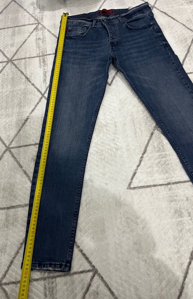 Düğmeli Lacivert Erkek Denim Pantolon - Görsel 5