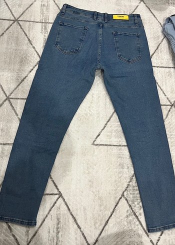 Erkek Regular Fit Düğmeli Mavi Denim Jean - Görsel 3