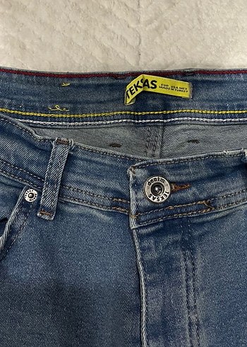 Erkek Regular Fit Düğmeli Mavi Denim Jean - Görsel 4