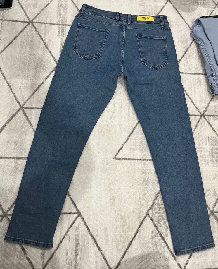 Erkek Regular Fit Düğmeli Mavi Denim Jean - Görsel 3