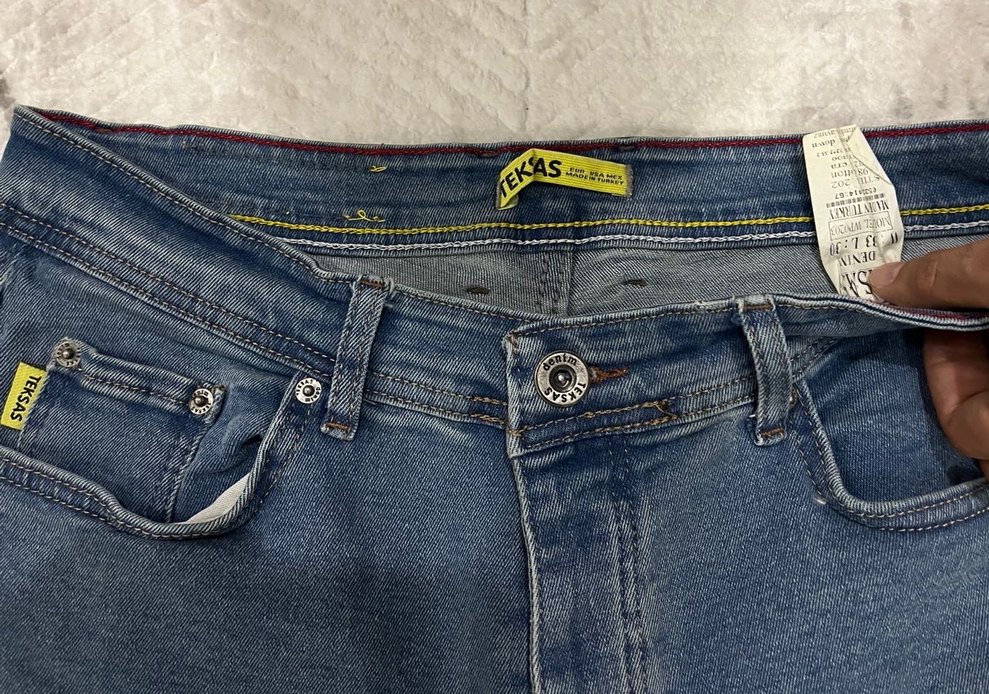 Erkek Regular Fit Düğmeli Mavi Denim Jean - Görsel 4