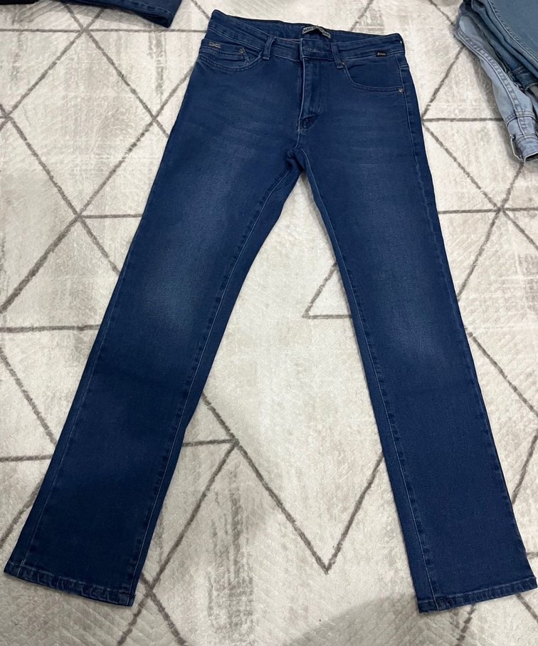 Erkek Lacivert Kemerli Regular Fit Kot Pantolon - Görsel 2