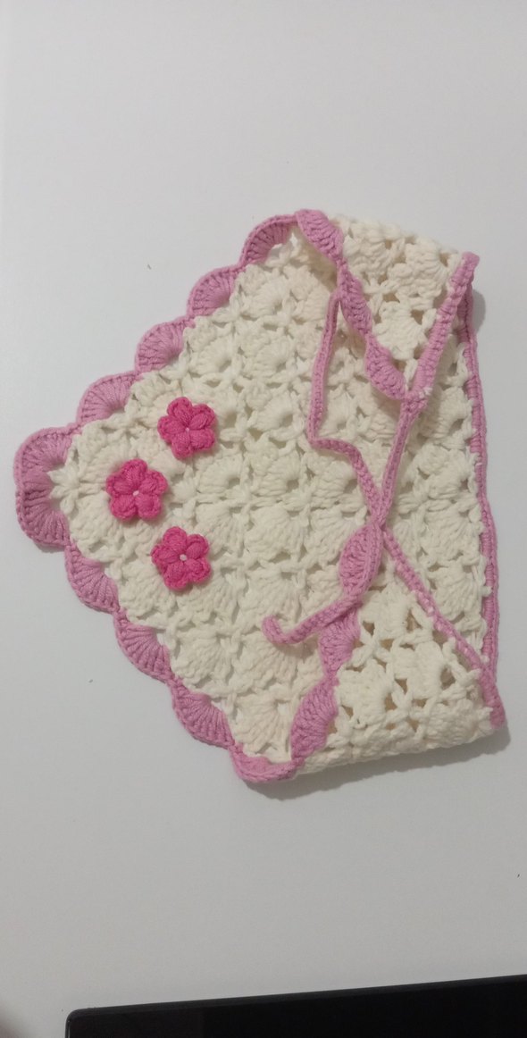 Pembe Nakışlı kız çocuk bandana - Görsel 2