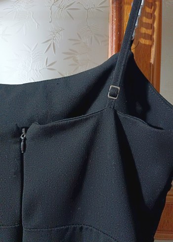 Siyah Midi Askılı Kadın Abiye Elbise - Görsel 5