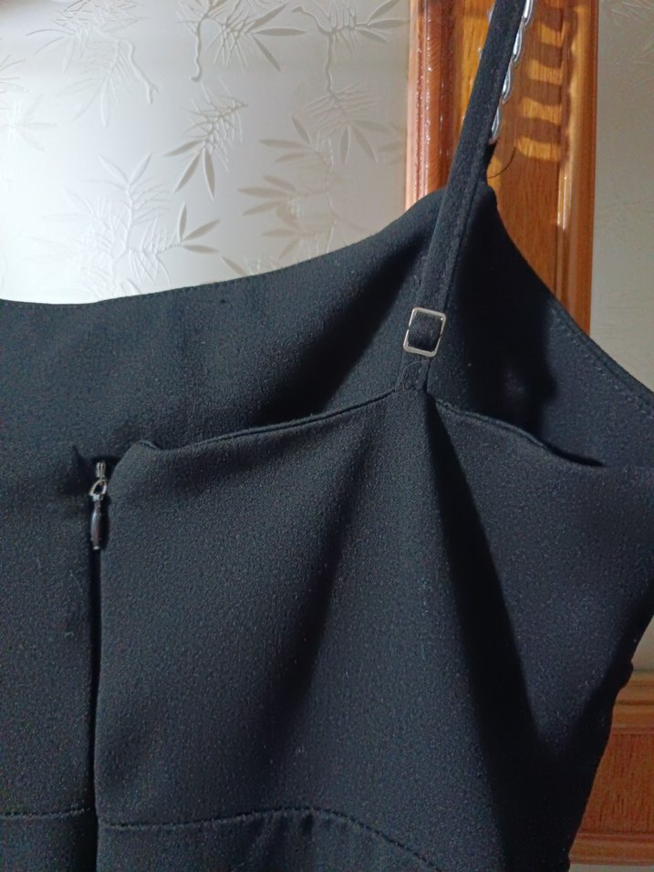 Siyah Midi Askılı Kadın Abiye Elbise - Görsel 5