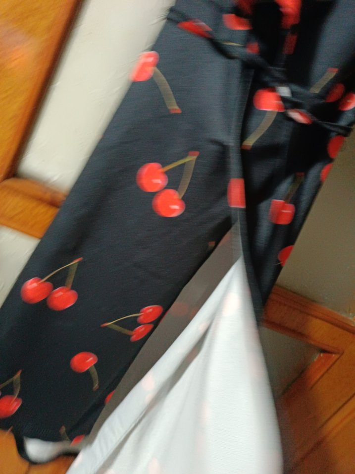 Siyah Kiraz Desenli Uzun Bohem Elbise - Görsel 3