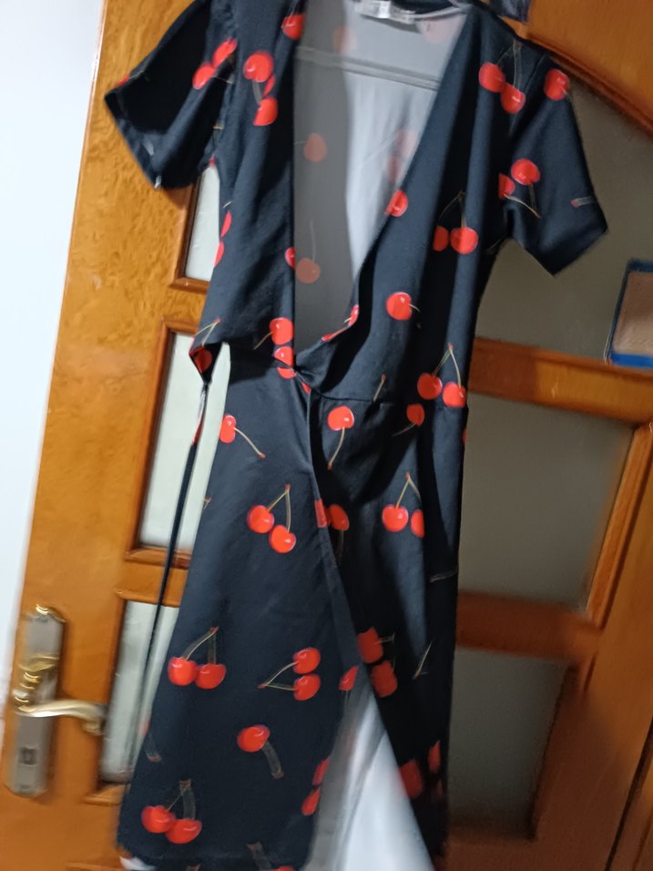 Siyah Kiraz Desenli Uzun Bohem Elbise - Görsel 4