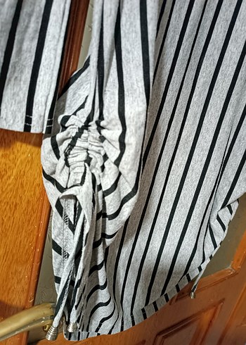 Gri Çizgili Hamile Uzun Kollu Tunik - Görsel 2