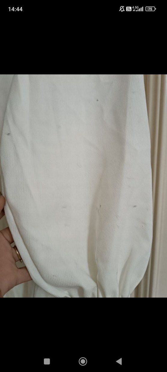 Beyaz Uzun Kollu Kadın Uzun Boy Elbise - Görsel 4