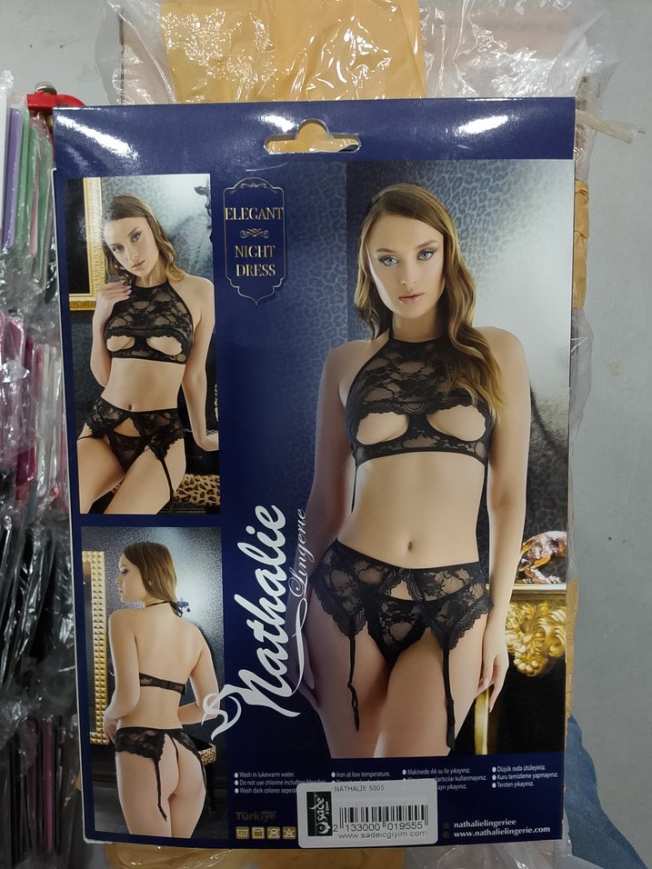 Siyah Dantel Halter Yaka Mini Bustiyer - Görsel 2