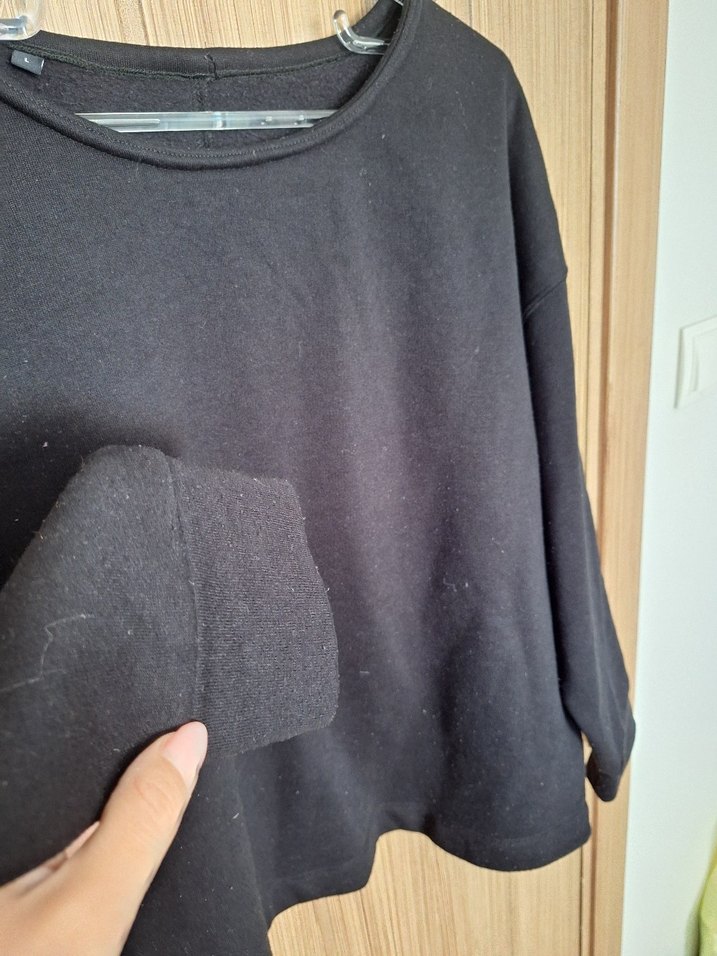 Siyah Kadın Uzun Kollu Sweatshirt - Görsel 2