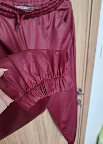 Bordo Salaş Midi Kadın Kumaş Pantolon - Görsel 5