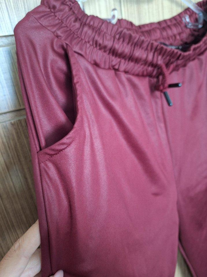 Bordo Salaş Midi Kadın Kumaş Pantolon - Görsel 4