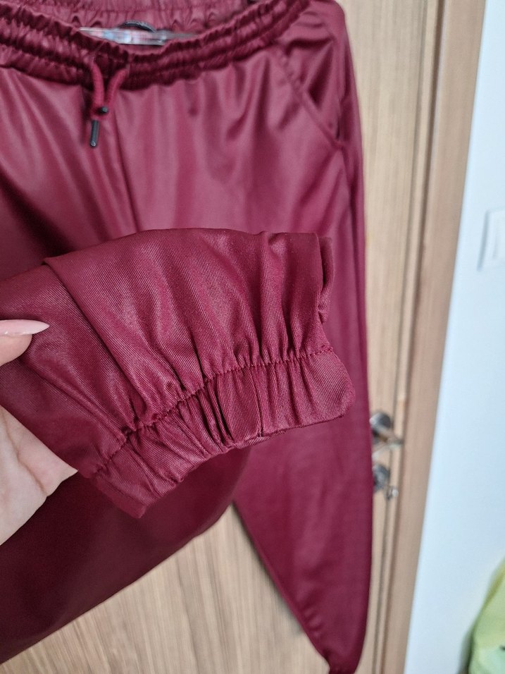 Bordo Salaş Midi Kadın Kumaş Pantolon - Görsel 5