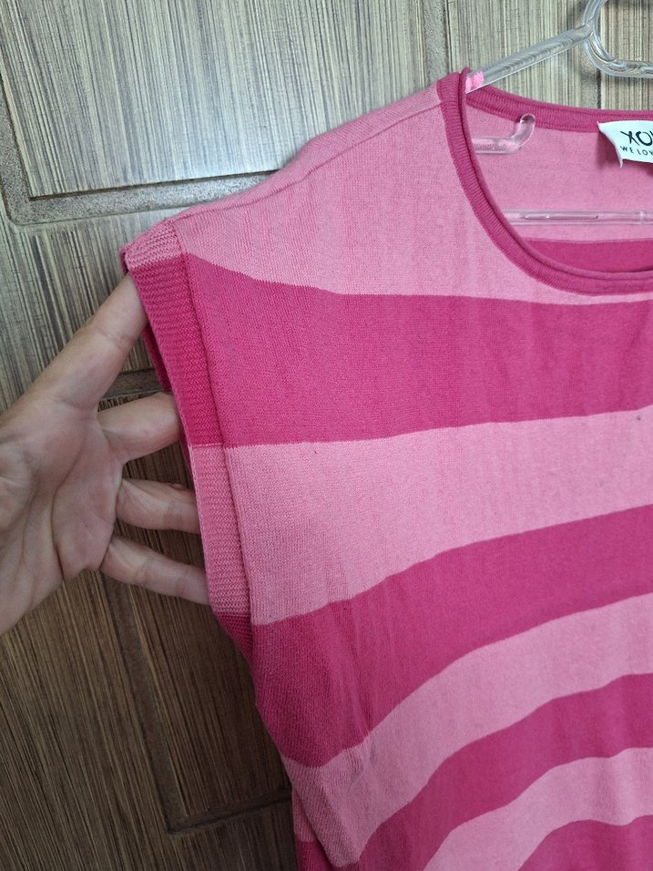 Pembe Çizgili Kadın Tişört - Görsel 2