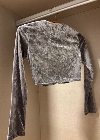 Gri Drapeli V Yakalı Uzun Kollu Bluz - Görsel 2