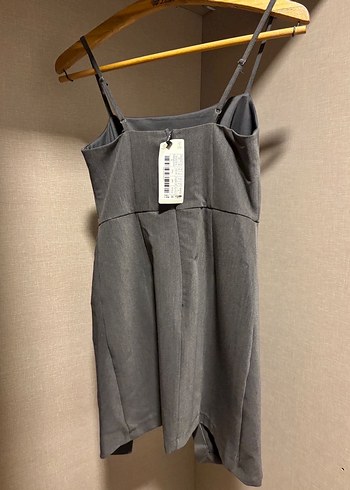 Gri Drapeli Strappy Elbise - Görsel 2