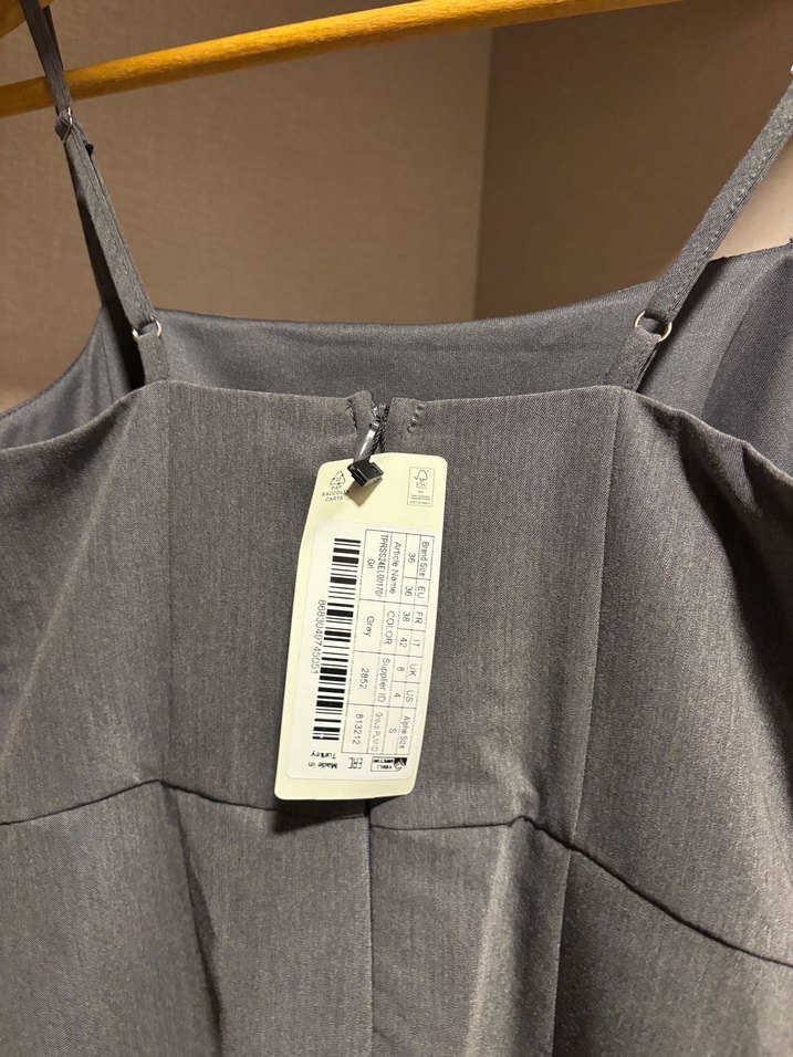 Gri Drapeli Strappy Elbise - Görsel 3