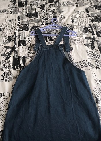 Lacivert Kadın Midi Kot Salopet - Görsel 13