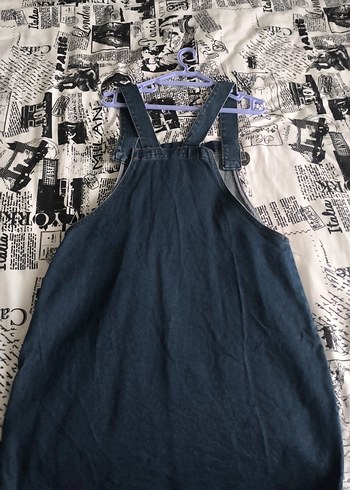 Lacivert Kadın Midi Kot Salopet - Görsel 11