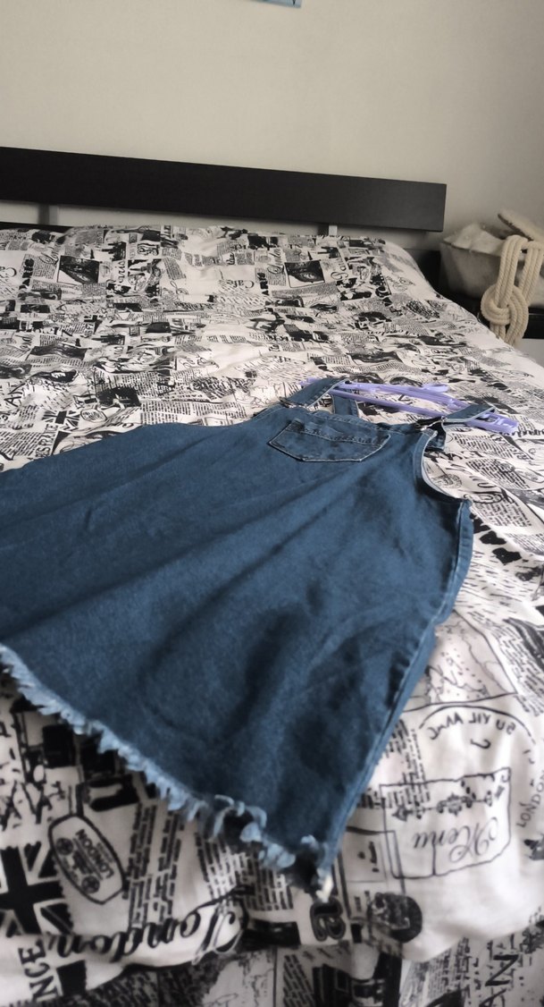 Lacivert Kadın Midi Kot Salopet - Görsel 4