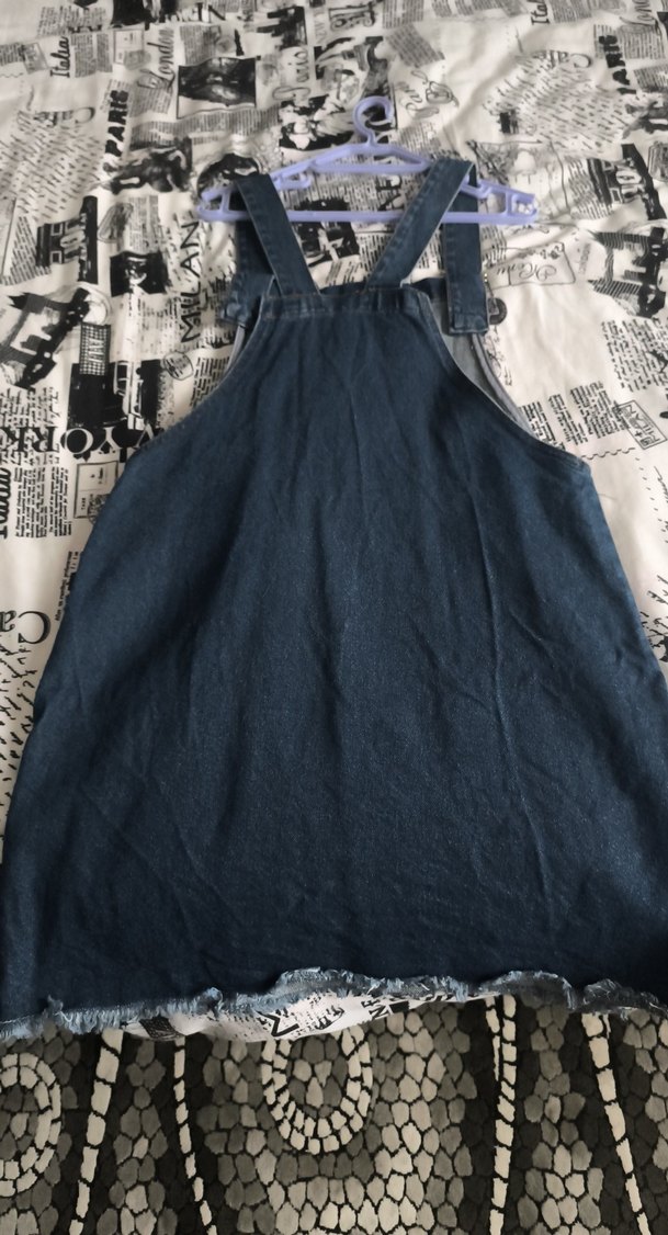 Lacivert Kadın Midi Kot Salopet - Görsel 5