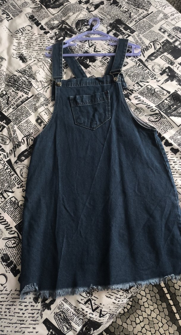 Lacivert Kadın Midi Kot Salopet - Görsel 2