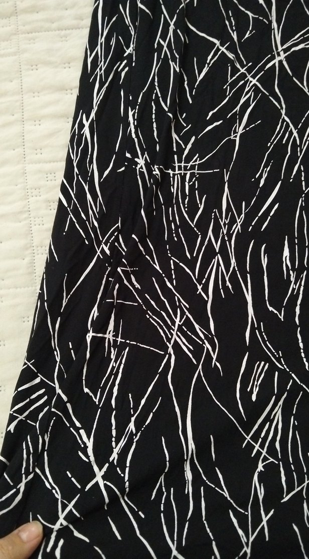 Siyah Beyaz Desenli midi Etek - Görsel 2