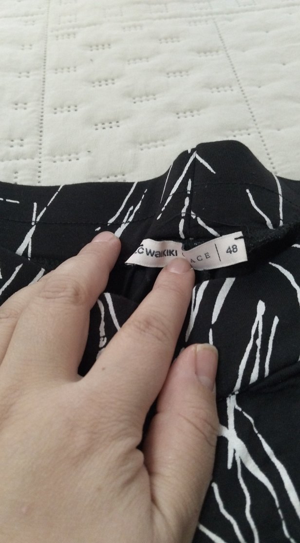 Siyah Beyaz Desenli midi Etek - Görsel 3