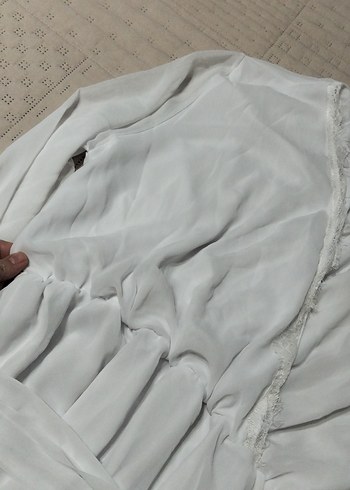 Uzun Beyaz güpürlü nikah elbisesi - Görsel 7