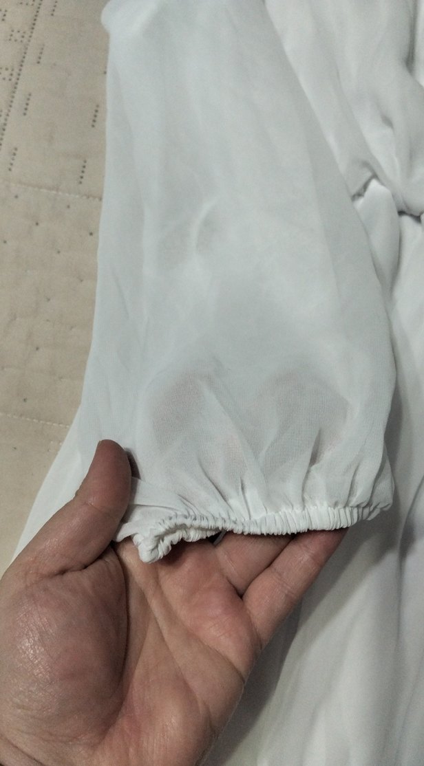 Uzun Beyaz güpürlü nikah elbisesi - Görsel 3