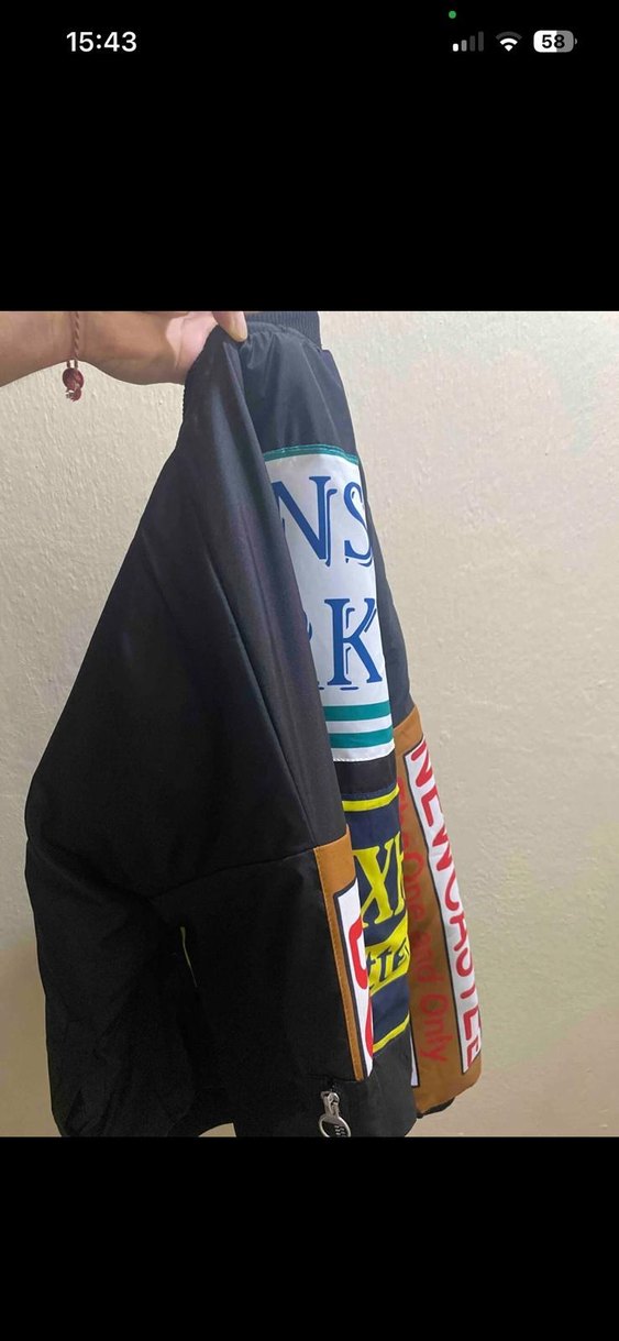 Erkek Siyah Baskılı Deri Biker Ceket - Görsel 2