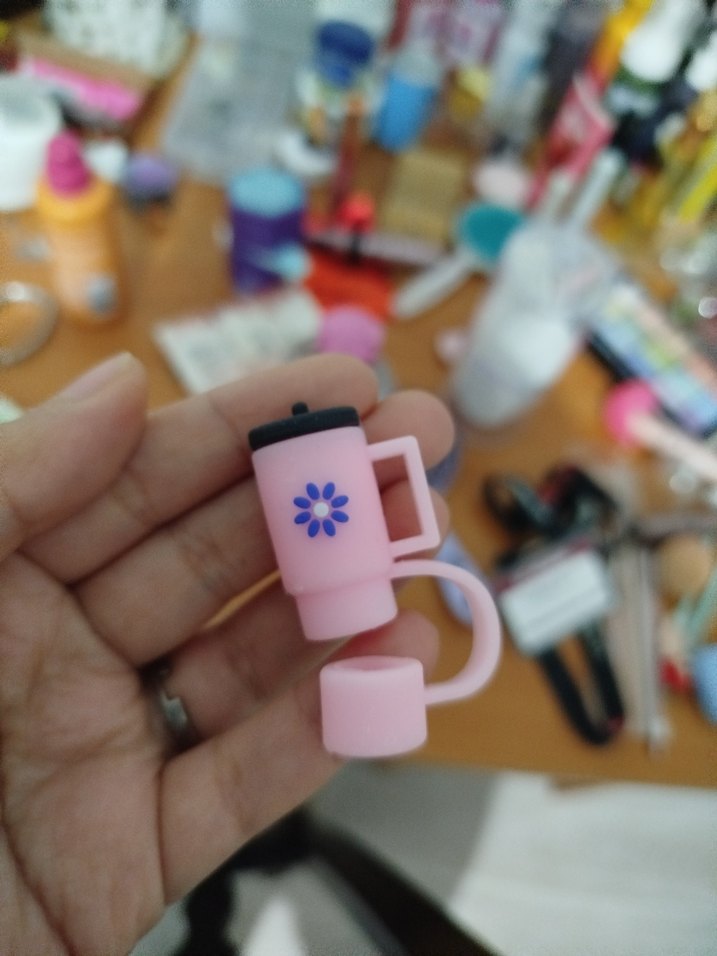 Pembe Boncuklu Stanley termos pipet kapağı - Görsel 2