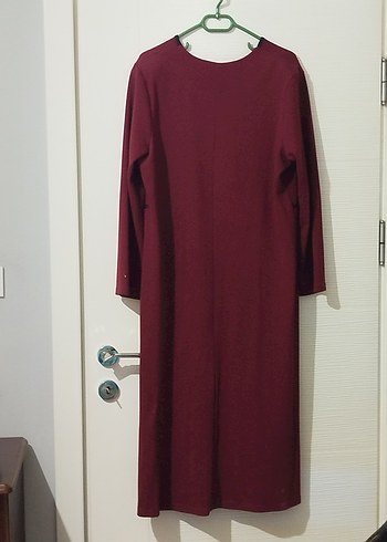 Bordo Fermuarlı Uzun Kadın baharlık ferace - Görsel 4