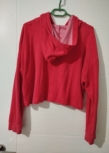 Kırmızı Fermuarlı Kadın crop hırka - Görsel 2