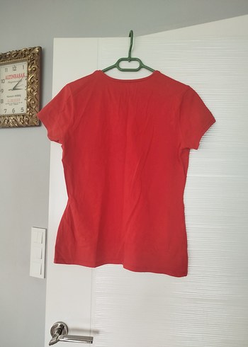 Kırmızı Kadın Kısa Kollu Basic Tişört - Görsel 2