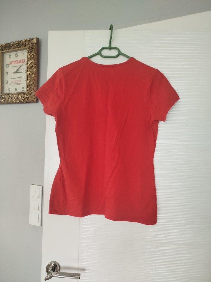 Kırmızı Kadın Kısa Kollu Basic Tişört - Görsel 2