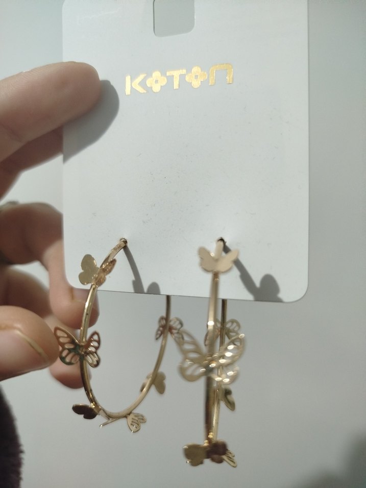 Koton Zincir Detaylı Altın Renk Midi böyle halka küpe - Görsel 2