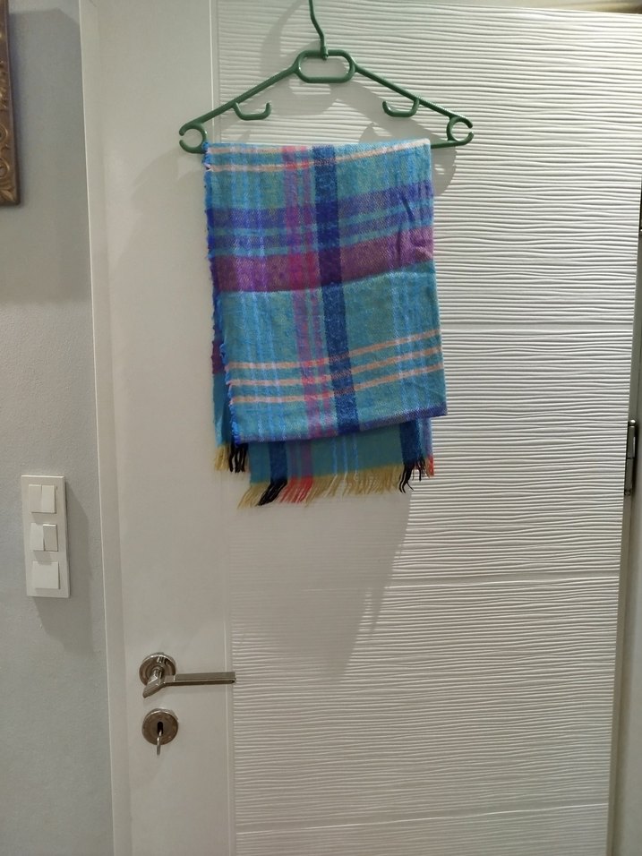 Pastel mavi Renkli Bağlama Desenli kışlık şal - Görsel 2