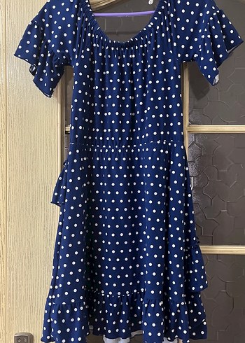 Mavi Puantiyeli Bohem Midi Elbise - Görsel 2