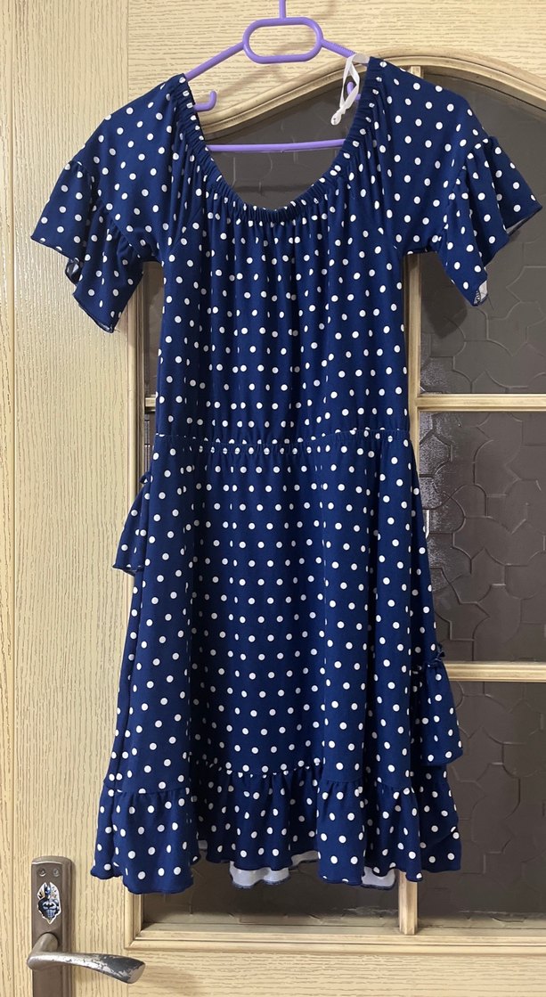 Mavi Puantiyeli Bohem Midi Elbise - Görsel 2