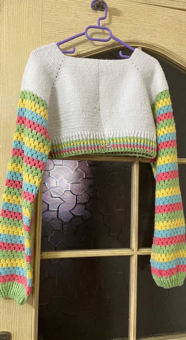 Renkli Çizgili Bohem Triko Kazak - Görsel 2