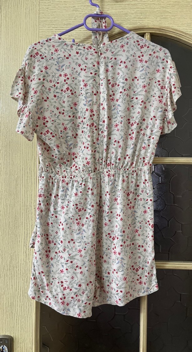 Pamuklu Baskılı Beyaz Midi Tulum - Görsel 2