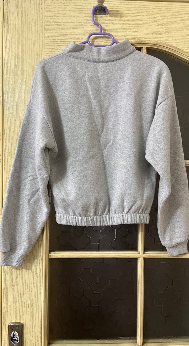 Gri Kadın Fermuarlı Sweatshirt - Görsel 3