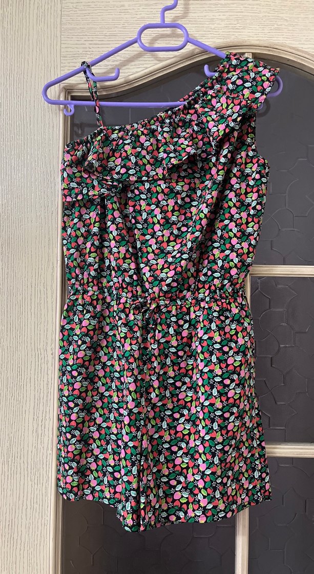 Çiçek Desenli Tek Omuzlu Bohem Tulum - Görsel 2