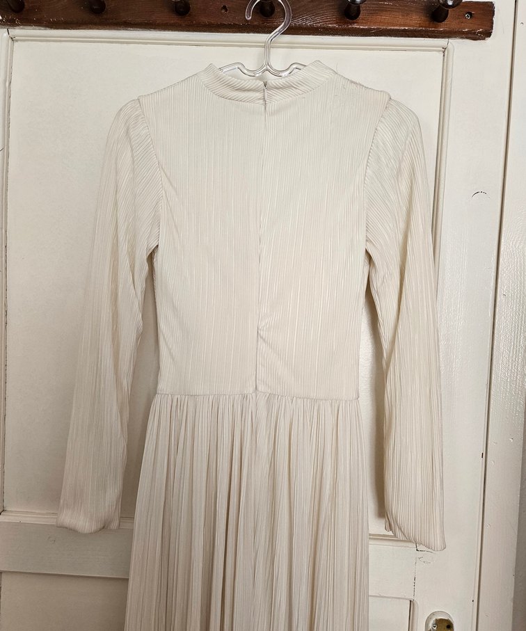 Bej Kadın Uzun Piliseli Elbise - Görsel 3