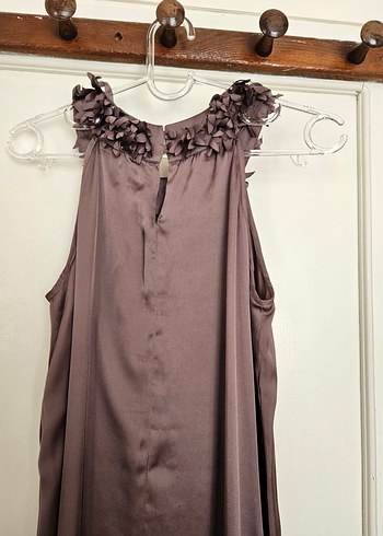 Saten Mini Boy Mor Abiye Elbise - Görsel 4